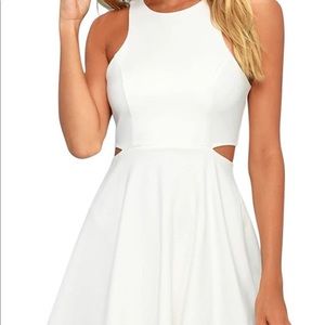 White Rib Cut-Out Dress